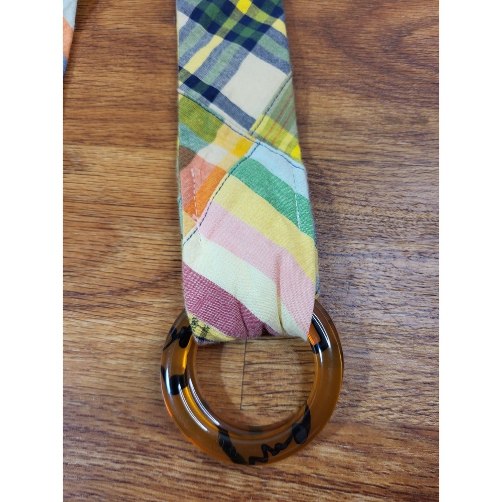 J. Crew COTTON fabric MADRAS BELT D Ring Slide S/M - Picture 2 of 3